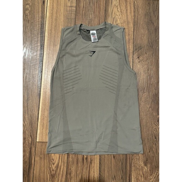 Gymshark Men's Small Apex Slim Fit Sport Seamless Tank Top Grey Workout - Picture 1 of 5